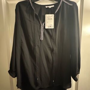 DR2 Black Blouse with Braided Accents